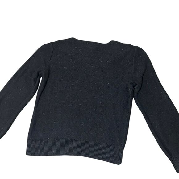 Chaps Classic black metallic speckle long sleeve sweater women’s size XL v-neck - Picture 2 of 8